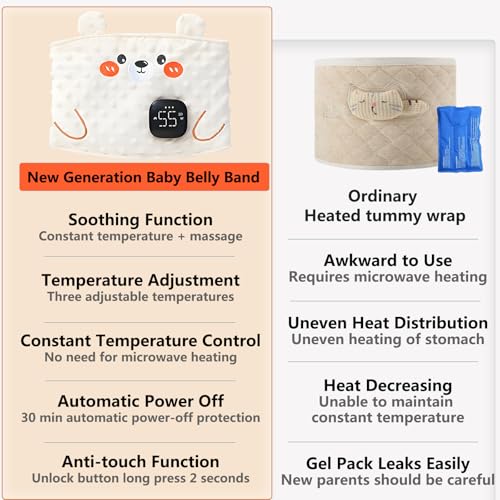 Image of New Generation Baby Colic and Gas Relief - Baby Heating /Vibrating Tummy Wrap,Slight Vibration And Gentle Heat Relief of Upset Stomach And Helps Baby Fall Asleep