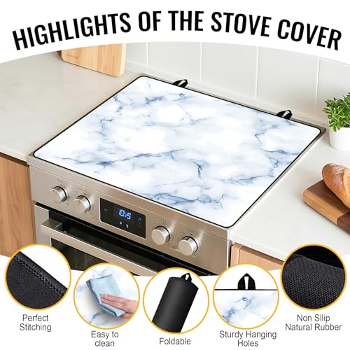 Image of Stove Top Cover for Electric Stove,Glass Stove Top Cover, Heat Resistant Glass Cooktop Cover, Stovetop Protector, Kitchen Decor, Dish Drying Mats Cover for Ceramic Washer Top 28.5x20.5 inch