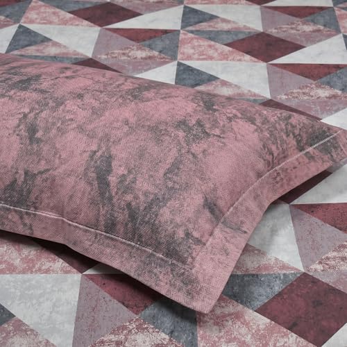 Image of Mafatlal 186 TC Cotton Bedsheet King Size | 108 x 108 Inches | Soft Cooling Summer Bedding | Breathable Skin Friendly Fabric with 2 Pillow Covers | Autumn Delight | Rose Wine