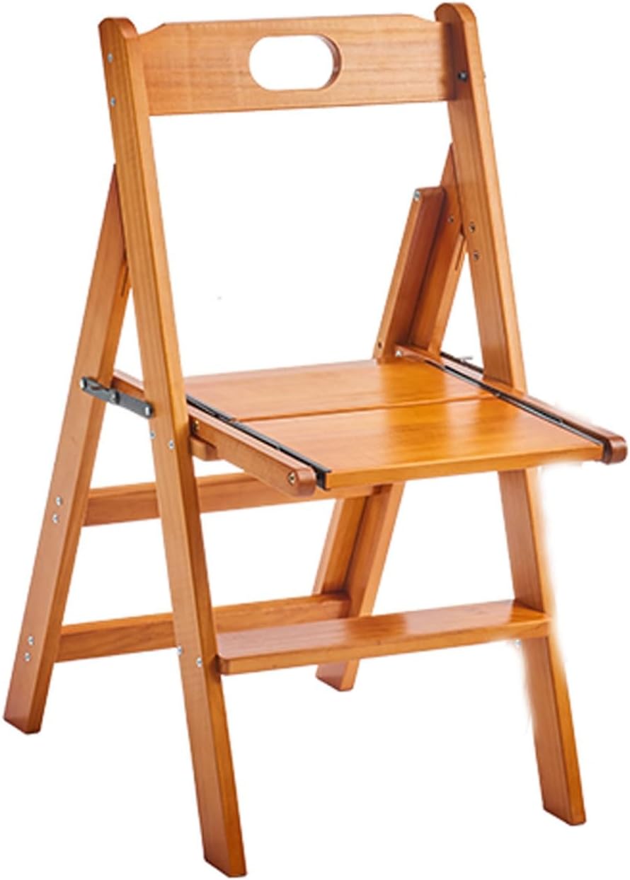 Stepstools Multi Functional Staircase Stool Dual-Purpose Stair Chair with Armrests Convertible Folding Step Bench Kitchen and Office Step Stool(Wood)