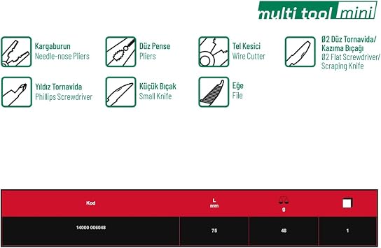 İzeltaş Elta Multi Tool Mini 7 Fonksiyonlu Katlanır Çok Amaçlı Pense El Aleti Paslanmaz Çelik 75 mm