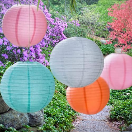 Image of WP WANNA PARTY Baby Hot Pink Paper Lanterns, Hanging Lanterns for Summer Barbecue Birthdays Holidays Picnic Party Supplies