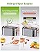 IKICH Toaster 4 Slice, Toaster 2 Long Slot Stainless Steel, Warming Rack, 6 Browning Settings, Defrost/Reheat/Cancel, Removable Crumb Tray, 1300W