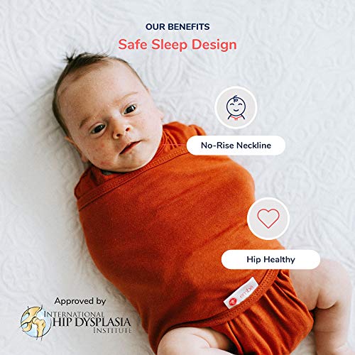 Image of embe 2-Way Starter Baby Swaddle, 6-14 lbs, Newborn Infant Swaddle Sack 0-3 Months, Zip, Hook & Loop 0-3 Months Baby Wrap, Hip Healthy - Cloud