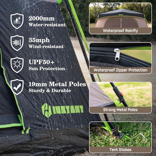 Image of 4 /6 /8 /10 Person Instant Tent,Pop Up Tents for Camping with Rainfly | 60 Seconds Easy Setup,Cabin Tent for Family Camping with Expandable Carry Bag & Upgraded Ventilation