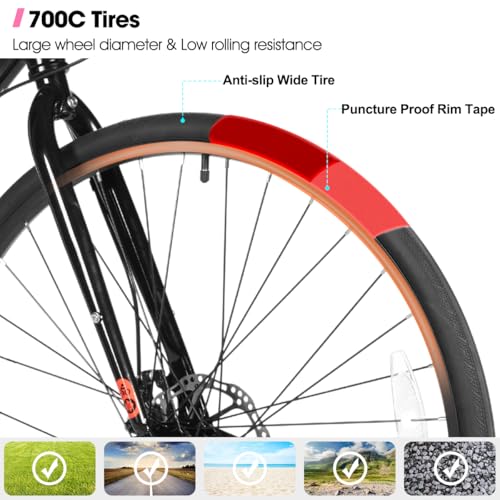 HILAND 700C Road Hybrid Bike, 7 speeds Bikes Urban City