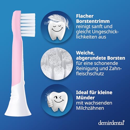 demirdental Ersatzbürsten für Kinder passend für Philips Sonicare Ersatzbürsten Kids, Compact Mini geeignet für 3-6 Jahre, entspricht HX6034 HX6038, Rosa, 8er Set – Bild 4