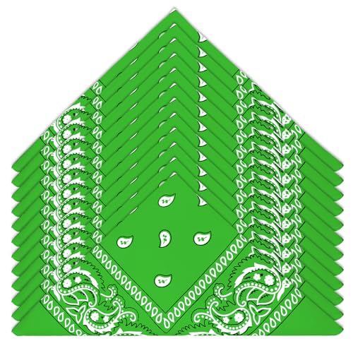 HOMIKLSA Foulard carré,Bandanas pour Hommes et Femmes, Pack de 12 Foulards Paisley, Bandanas Style Cowboy pour Mode et Accessoires Bandana Vert