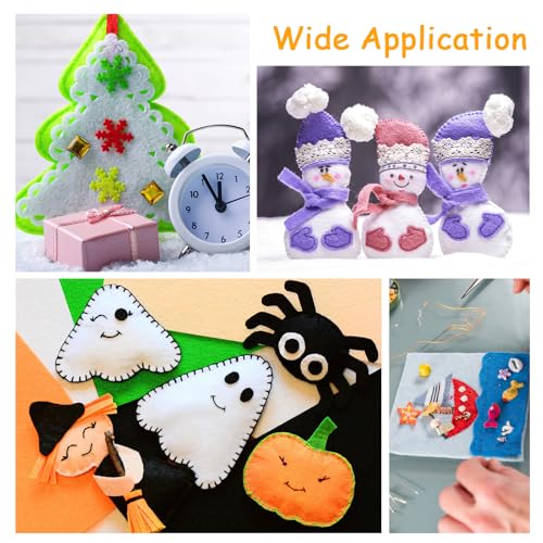 40 Farben Bastelfilz, 20 x 30 cm Filzstoff, Polyester Felt Fabric Filzplatten mit Bunter Stickgarn und Nähnadel, Farbig Filz Blätter zum DIY Handwerk Nähen Projekte Manual Decoration