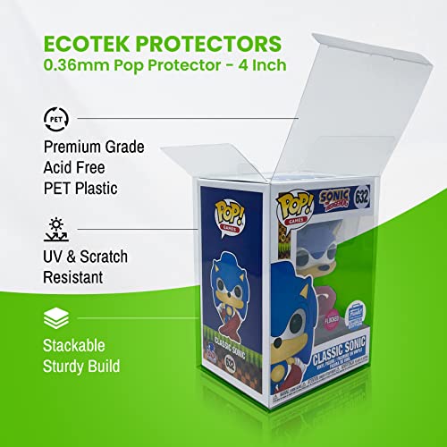 (100 Pack) Ecotek Protectors Pop Protector Compatible With - 4" Inch Funko Pop! Figures, Strong, Clear Pop Case, Acid Free #TOP1
