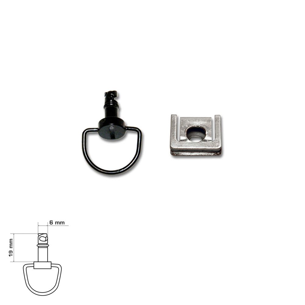 Chiusure rapide ad anello a D, 19 mm, in acciaio, set da 8 pezzi, nero, piastra a innesto