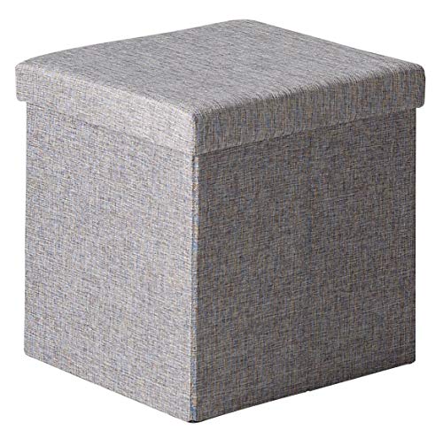 Miroytengo Puff Tela Color Gris Cuadrado almacenaje Plegable Pouf Tapa habitacion Salon 41x40x40