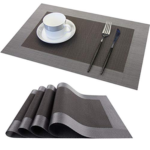 LUOLUO Juego de 4 Salvamanteles Individuales, Antideslizantes, Lavables, de PVC, Resistentes al Calor, Antimanchas, Lavables, para Cocina, Comedor Cover