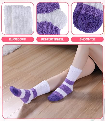 Image of DYW Fuzzy Socks for Women Fluffy Winter Warm Slipper Soft Cozy Home Sleeping Socks 5 Pairs