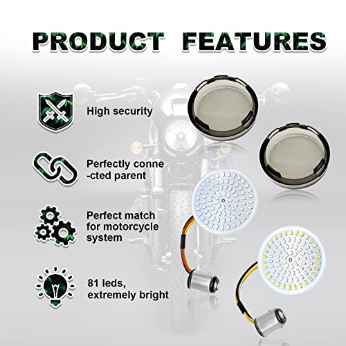 KEVWR 1157 LED Turn Signals Front RearLights Super Bright Bulbs Lens Covers Kit 1986-2023 Compatible for Harley Davidson Touring Dyna Softail Sportster Street Glide Road Glide Iron smoke lens cover
