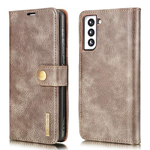 Housse de téléphone Samsung S21 FE gris avec emplacements cartes et rabat