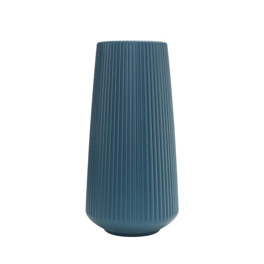 Roadoor YSoutstripdu Plastic Nordic Flower Vase,Dried Bouquets Arrangement Pot Holder Home Office Decorations Blue