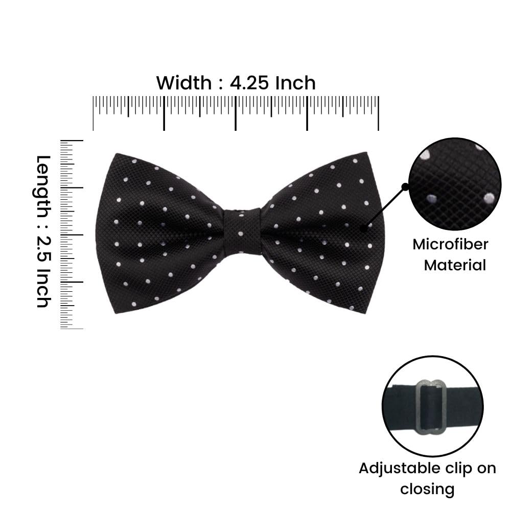 The Tie Hub Revolve Mini Polka Black Microfiber Bow Tie For Men - Image 5 thumbnail