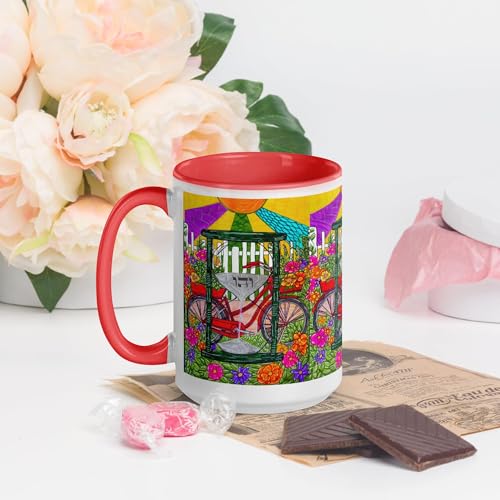 Taza de cerámica 15oz multicolor con diseño ilustrado miniatura 5