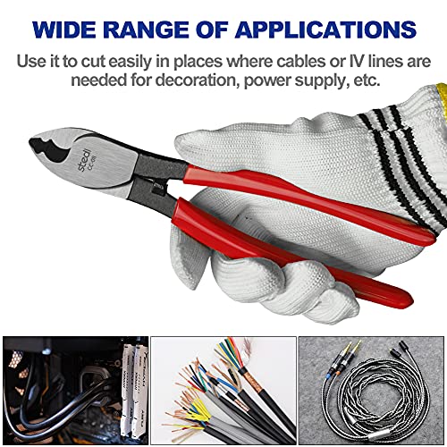 Stedi Professional Cable Cutter, 8-Inch High-Leverage Wire Cutter Pliers, Metal Wire Cutting Tools For Aluminum, Copper, Communications Cable, Awg 3, 2, 2/0 (8-Inch) #TOP4