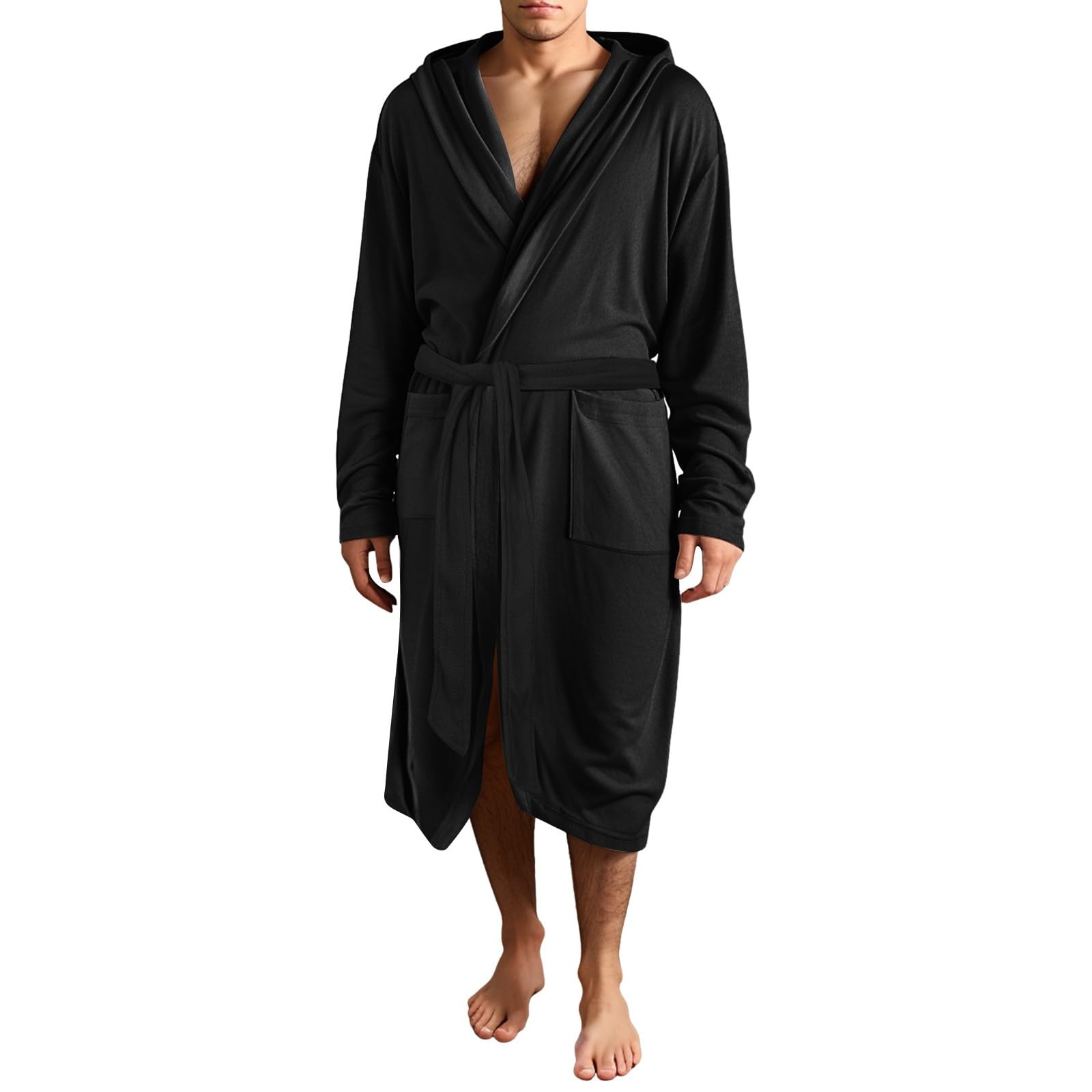 Robe-31 Women's Men's Gown, Thick and Thin, Loungewear, Relaxing Wear, Bath, Nightgown, Easy to Dry, Terry Cloth, Nightgown, Nightgown, Nightgown, For Spring, Autumn, Winter, Mom, One Option, Baby Black 5XL