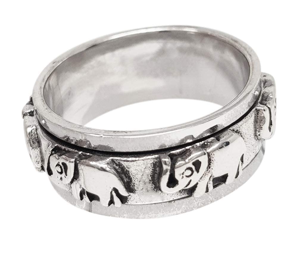 TreasureBay Bague en argent sterling 925 massif - Motif éléphant - 8 mm