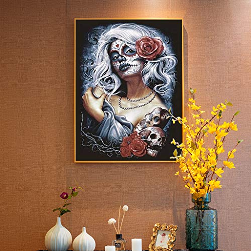 DIY 5D Square Diamond Painting Full Drill Kits White Hair Skull 5D Diamond Art Full Drill Square Cross Stitch Kits Embroidery Supplies Rhinestone Picture Art Craft Home Wall Decor 12X16 Inches/30X40CM - Image 4