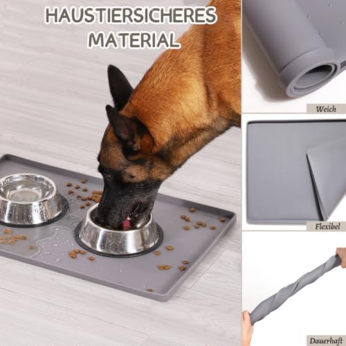 MateeyLife Napfunterlage Katzen, Napfunterlage Hund Groß, Hundenapf Kleine Hunde, Silikon Unterlage Hundenapf Grosse Hunde, rutschfeste Unterlage Katzennapf, Katzen Futternapf Matte, 45 x 30 cm