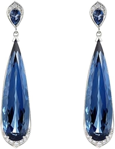 Pendientes largos de cristal azul con forma de pera, diseño de gancho, estilo bohemio, joyería hecha a mano, excelente libro de moda