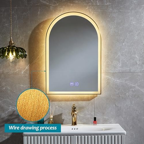 Dimmable Oval LED Bathroom Mirror, Anti-Fog Lighted Vanity Mirror, 3 Color Settings, Perfect for Home & Salon Use (60x80cm/24x31in)