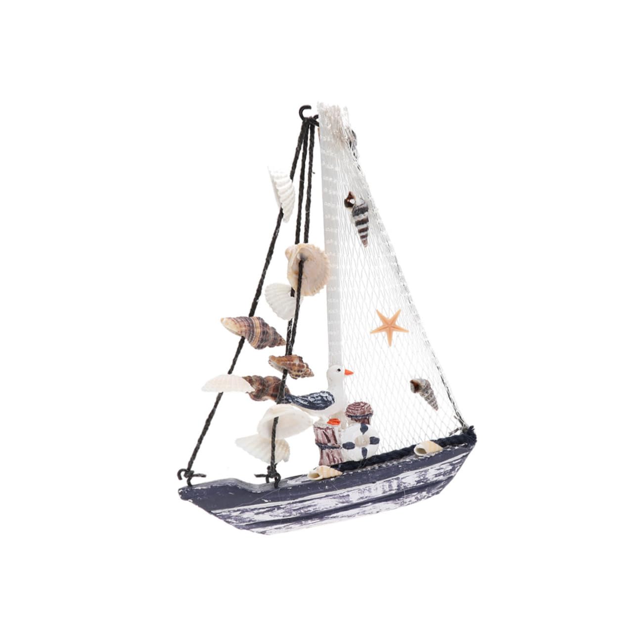 STOBAZA Nautical Decor Wooden Shell Sailboat Figurine Sailing Boat Ornament Home Sailing Boat Toy Resin Craft Mediterranean Style Mini Boat Decor for Boys and Girls