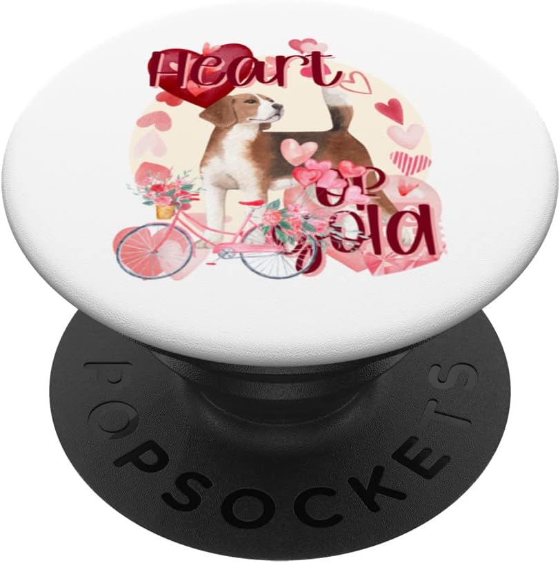 Valentine Beagle Dog Simply Watercolor Southern Sweet Puppy PopSockets Swappable PopGrip, Black
