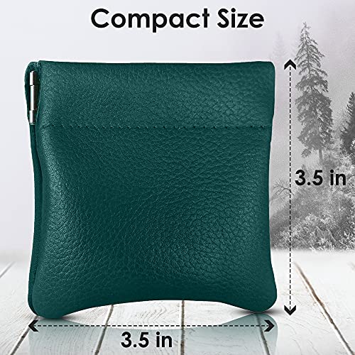Image of Nabob Leather Genuine Leather Squeeze Coin Purse, Coin Pouch Made IN U.S.A. Change Holder For Men /Woman Size 3.5 X 3.5 (Teal)