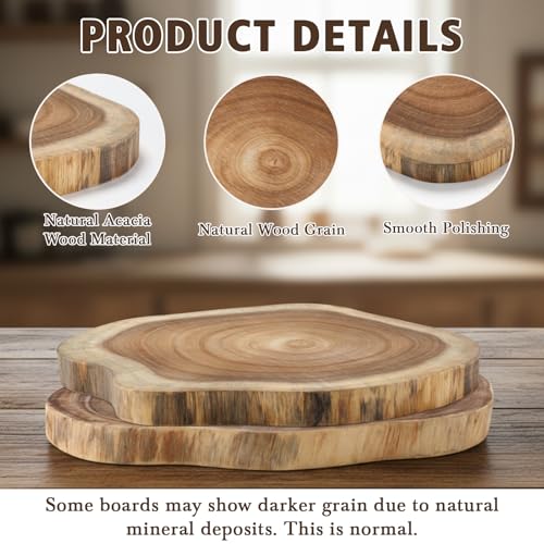 Set de 2 Tablas Redondas de Madera Acacia, 12.2 cm miniatura 3