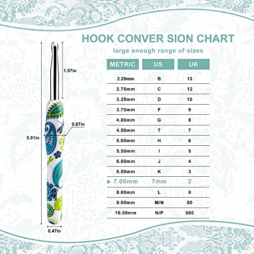 Image of 7mm Looen Crochet Hook, Ergonomic Handle for Arthritic Hands, Soft Rubber Grip Extra Long Knitting Needles for Crochet Beginners, Knitting Enthusiasts (7mm)