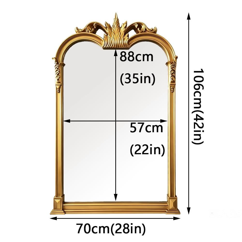 Złote Lustro Dekoracyjne Vintage 70x106 cm Wiktoriańskim