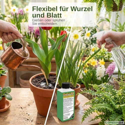 Blumenzwiebel Dünger – HIGH-TECH NPK Flüssigdünger für Tulpen, Narzissen, Krokusse & Hyazinthen & alle Zwiebelblumen – Perfekt für farbenprächtige Blüten & kräftige Zwiebeln – Made in Germany