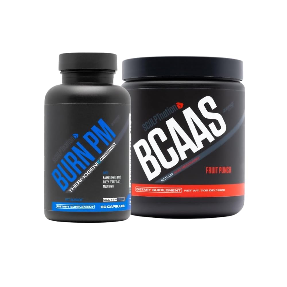 Sculpt Nation by V Shred Burn PM and BCAA Fruit Punch Powder Bundle