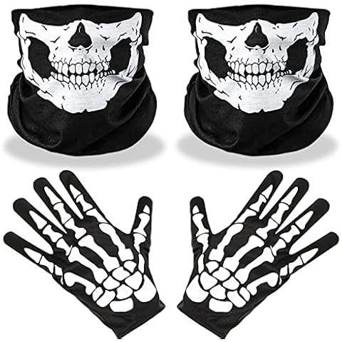 LGZIN Máscara de Calavera y Guantes de Esqueleto Cover