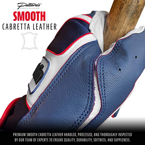 Franklin Sports Mlb Powerstrap Batting Gloves, Pearl/Navy/Red - Adult Medium #TOP1