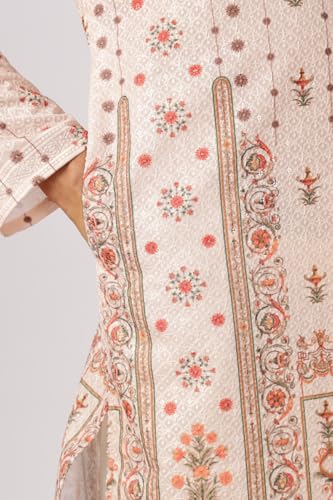 Image of BE ACTIVE Men's Cotton | Regular Fit Casual Mandarin Collar | Long Length Full Sleeves | Embroidered Indian Kurta