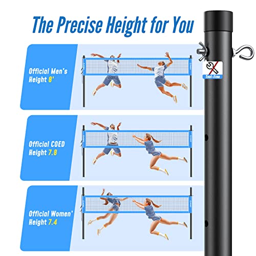 Patiassy Volleyball Net For Backyard With Net Tension Adjuster Professional Portable Volleyball Set With Volleyball, Boundary Line And Carry Bag (Blue) #TOP1