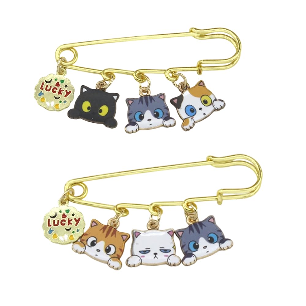Amazon | 2個セット ブローチピン 安全ピン かわいい 猫 ウエスト 漫画