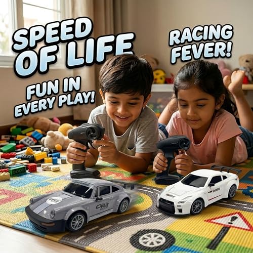 Image of Trocshop RC Racing Drift Cars, 1:24 Scale, 4WD, 20kmph, Remote Control, Drifting Car, 3 Years and Up, Sports Toy Car (Random Color)