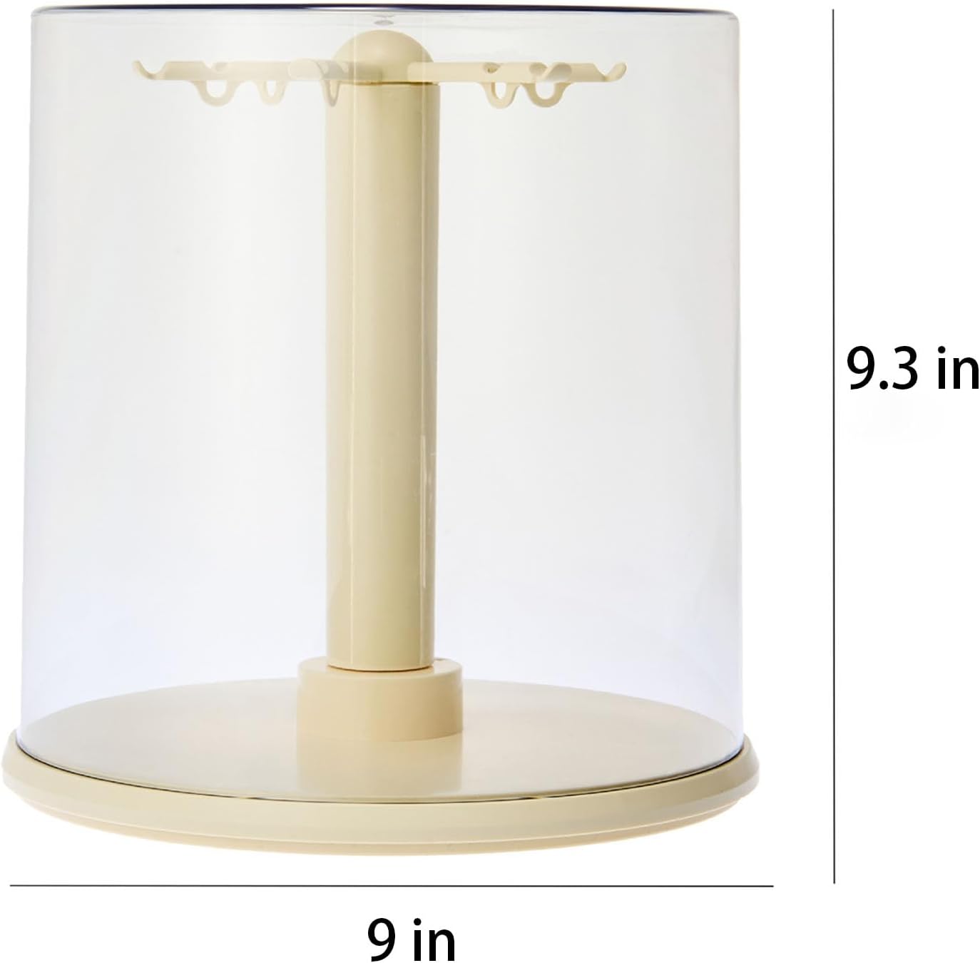 Rotating Clear Display Case for 6.7 inch Doll Keychains, Display Stand for Plush Dolls, Storage Box, Dust and Moisture Proof, All-Round Display (NO Dolls) (Cream Yellow)