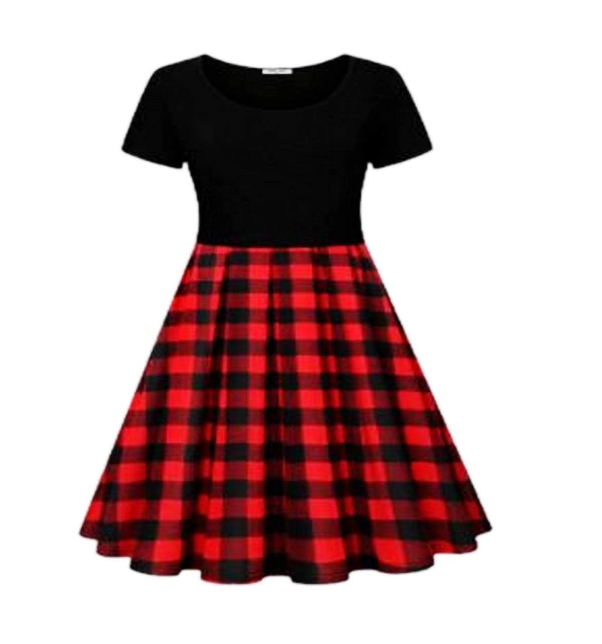 Baby Girl Red Buffalo Check Dress Monogrammed Red Black Plaid Dress Christmas Dress,Buffalo Plaid Dress (Multicoloured, 4-5)
