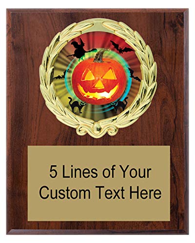 Express Medals 5x7 Cherry Color Halloween Pumpkin Plaque Award Trophy with Engraved Plate MY4
