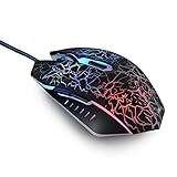 Gaming Mouse,YCCTEAM Ergonomic USB Wired Gaming Mouse Mice with 2000DPI Adjustable High Precision 7 Button LED Optical for Laptop PC Computer Gamer-Black
