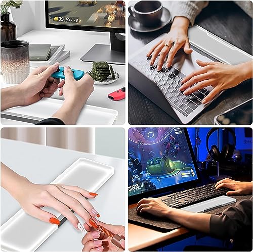 Image of Acrylic Keyboard Wrist Rest Pro- Compact 60% Keyboard- Mechanical Keyboards Ergonomic Palm Rest for Computer Keyboard,Anti-Slip Base,Wrist Pad for Laptop,Office & Home-Easy Typing,Silver