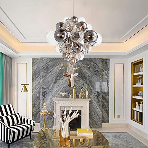 Usmjqvz Modern Globe Bubble Chandelier 29-Lights Pendant Light Mid Century Glass Kitchen Island Pendant Lighting Adjustable Pendant Light G9 Base #TOP4